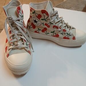Converse Women's Cherry Print High-Top Sneakers - White and Red